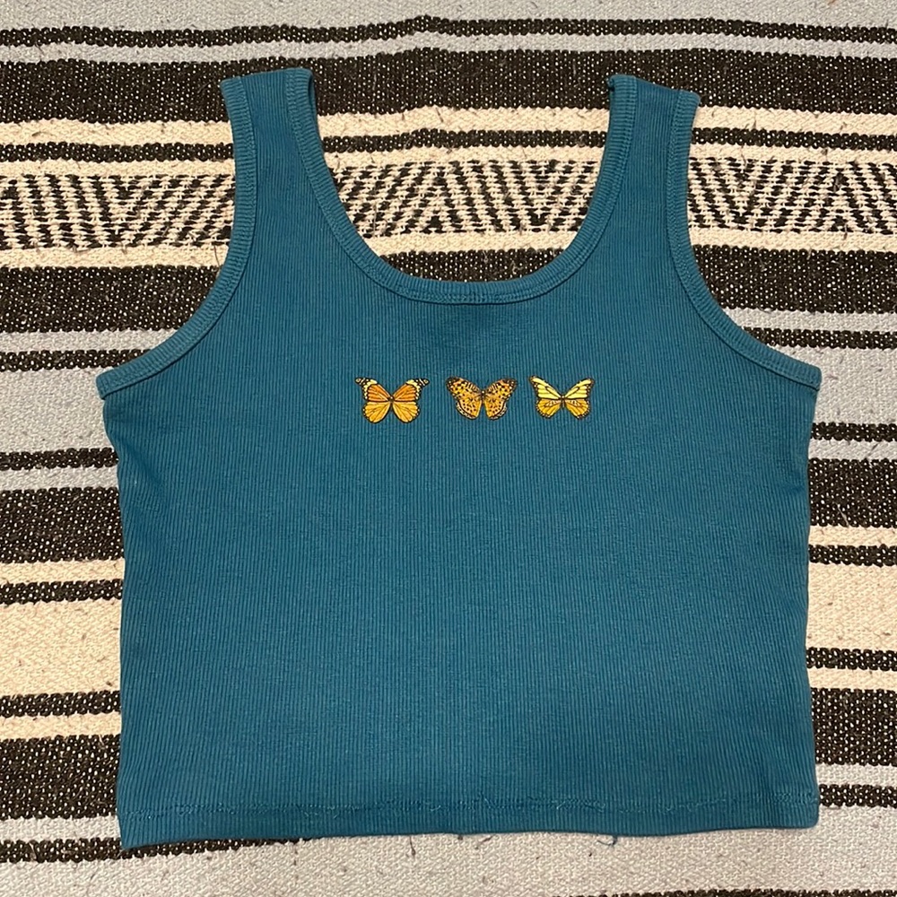 Blue and Butterflies mini crop top